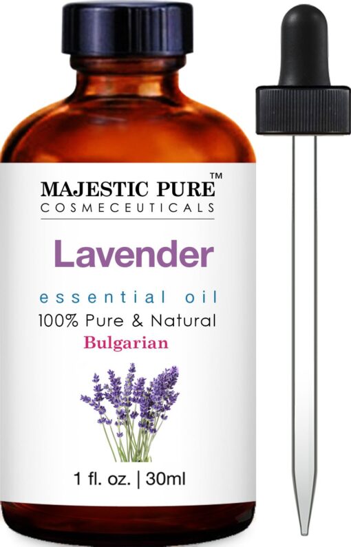 MAJESTIC PURE Lavender Essential Oil, Premium Grade, Pure and Natural, Bulgarian, for Aromatherapy, Massage, Topical & Household Uses, 1 fl oz 1 Fl Oz (Pack of 1)