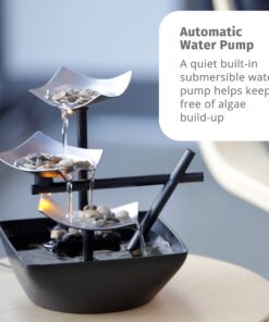 Homedics Tabletop Water Fountain, Home Décor Soothing Sound Machine - Automatic Pump, Deep Basin & Natural River Rocks. Indoor Zen Relaxation for Office, Living Room, or Bedroom, 8.25” Tall 20 71DN358BmQS 1