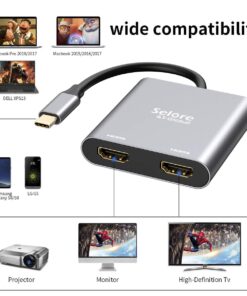 Selore&S-Global USB C to Dual HDMI Adapter 4K @60hz, Type C to HDMI Converter for MacBook Pro Air 2020/2019/2018,LenovoYoga 920/Thinkpad T480,Dell XPS 13/15/17,etc 32 71DNxfjNBCL