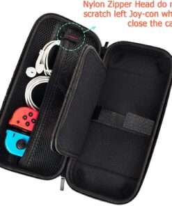 Deruitu Switch Carrying Case Compatible with Nintendo Switch/Switch OLED - Fit AC Charger Adapter - with 20 Game Cartridges Hard Shell Travel Switch Pouch for Console & Accessories Black 40 71DOPVVQ2NL