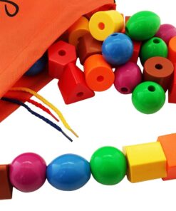 Skoolzy Primary Lacing Beads with String & Pipe Cleaners 46 pc Lacing Beads (41 pc) 35 71DP5Tc8IYL