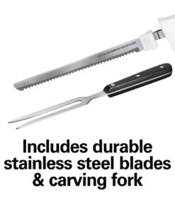 Hamilton Beach Electric Knife Set for Carving Meats, Poultry, Bread, Crafting Foam & More, Reciprocating Serrated Stainless Steel Blades, Ergonomic Design Storage Case + Fork Included, 5 Foot Cord New for 2023 23 71DQB CSgLL 4