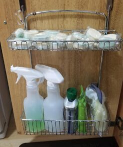 mDesign Steel Over Cabinet Kitchen Storage Organizer Holder or Basket - Hang Over Cabinet Doors in Kitchen, Pantry, Bathroom - Holds Dish Soap, Window Cleaner - Concerto Collection - Chrome Pack of 1 36 71DR1DcOPGL