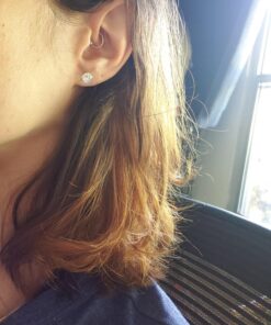 "STUNNING FLAME" 18K Gold Plated Silver Brilliant Cut Simulated Diamond Cubic Zirconia Stud Earrings 1.5 carats Gold Plated Sterling Silver - White 37 71DR73o2GaL