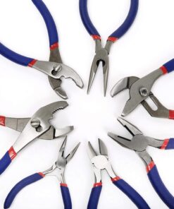 Workpro 7-piece Pliers Set (8-inch Groove Joint Plier, 6-inch Long Nose, 6-inch Slip Joint, 4-1/2 Inch Long Nose, 6-inch Diagonal, 7-inch Linesman, 8-inch Slip Joint) for DIY & Home Use 27 71DR8SZI7L