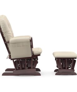 Storkcraft Premium Hoop Glider and Ottoman (Cherry Base, Beige Cushion) – Padded Cushions with Storage Pocket, Smooth Rocking Motion, Easy to Assemble, Solid Hardwood Base Ch/Beige <M21> 24 71DU6cjq4tL