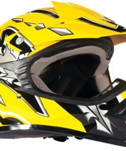 Alternative view of Typhoon Youth Kids Offroad Gear Combo Helmet Gloves Goggles DOT Motocross ATV Dirt Bike MX Motorcycle Large Yellow w/ Black Gloves & Goggles