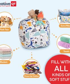 Creative QT Stuff ’n Sit Extra Large 38’’ Bean Bag Storage Cover for Stuffed Animals & Toys – Gray & White Stripe – Toddler & Kids’ Rooms Organizer – Giant Beanbag Great Plush Toy Hammock Alternative Grey/White Striped X-Large 23 71DWblGdLWL