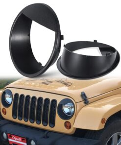 Opall Black Bezels Front Light Headlight Angry Bird Style Trim Cover for Jeep Wrangler JK JKU Rubicon Sahara 2007-2018, not for JL 22 71DXhIo7BSL