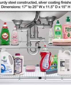 Surpahs 2 Tier Under Sink Expandable Shelf Organizer, Storage Rack (Silver) 22 71DXlEqZqBL