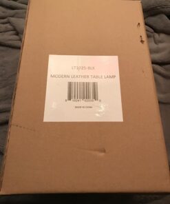 Elegant Designs LT1025-BLK Modern Leather Table Lamp with White Fabric Shade, Black 1 37 71DezAWSgUL