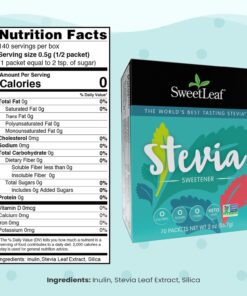 SweetLeaf Stevia Packets - Zero Calorie Stevia Powder, No Bitter Aftertaste, Sugar Substitute for Keto Coffee, Nothing Artificial, Non-GMO Stevia Sweetener Packets, 70 Count Natural 70 Count (Pack of 1) 20 71DfjIxGd5L