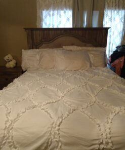 Lush Decor Avon Comforter Ruffled 3 Piece Bedding Set with Pillow Shams, King, White 33 71DfsPsaFHL