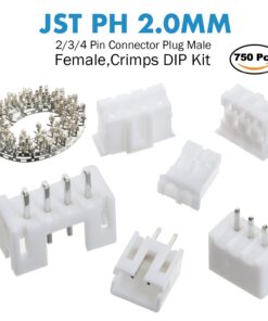 CQRobot 150 Sets/750 Pieces JST PH 2.0 mm Pitch 2/3/4-Pin IC Sockets & Plugs Adapter Connector Male and Female Terminal, Crimp DIP Kit. for Industrial Integrated Circuit JST Connector Cable. JST-PH2.0 PH 2P/3P/4P 13 71Dg65OVYyL