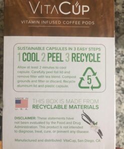 VitaCup Energy Dark Roast Coffee Pods, Boost Focus & Metabolism, Antioxidants, B Vitamins, Bold & Smooth,100% Arabica Coffee, Recyclable Single Serve Pod Compatible with Keurig K-Cup Brewers,16 Ct Dark Roast Energy 16 Count (Pack of 1) 27 71DgUfJiHjL