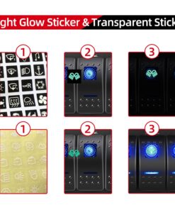 FXC 12 Volt Aluminum Marine Boat Rocker Switch Panel Waterproof 6 Gang Toggle Switch Panel Blue LED Lighted for Car Truck RV UTV ATV with USB Cigarette Lighter Socket Voltmeter 15 71DhM0Sia8L