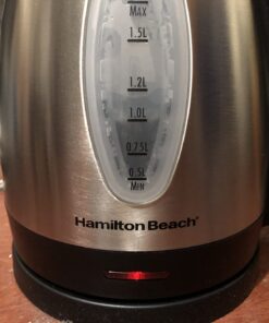 Hamilton Beach Electric Tea Kettle, Water Boiler & Heater, 1.7 Liter, Cordless Serving, 1500 Watts for Fast Boiling, Auto-Shutoff and Boil-Dry Protection, Stainless Steel (40880) 1.7 L 43 71DjJ6gwByL