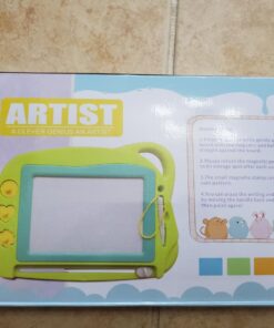 AiTuiTui Magnetic Drawing Board Mini Travel Doodle, Erasable Writing Sketch Colorful Pad Area Educational Learning Toy for Kid/Toddlers/Babies with 3 Stamps and 1 Pen (Green) Green 32 71DlBQSLiL