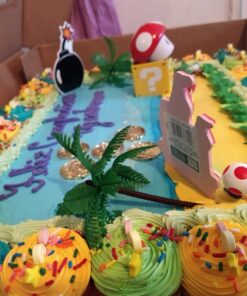 Mario Brothers 23 Piece Birthday Cake Topper Set Featuring Mario Castle, Bomb, Mario Coins, 6 Mario Figures Including Mario, Luigi, Princess Peach, Toad, Yoshi, Donkey Kong, and 12 Mario 1" 22 71DldVhY4LL