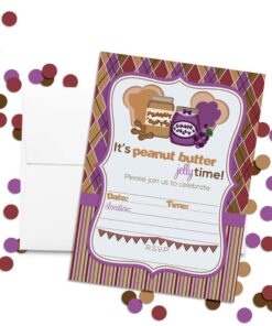 Alternative view of Peanut Butter Jelly Time Birthday Party Invitations, 20 5"x7" Fill In Cards with Twenty White Envelopes by AmandaCreation