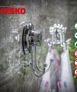 HASKO accessories - Powerful Vacuum Suction Cup Hooks Holder for Towel, Robe and Loofah - Stainless Steel Hook for Bathroom and Kitchen (Chrome) 28 71DmOl MTGL