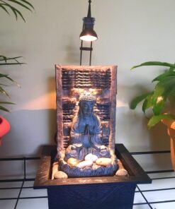 Namaste Zen Buddha Tabletop Water Fountain 11 1/2" Waterfall with LED Light for Indoor Table Desk - John Timberland 35 71DnB1v47uL