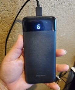 Charmast Portable Charger, USB C Battery Pack, 3A Fast Charging 10400mAh Power Bank LED Display, Slim Portable Phone Battery Charger for iPhone 13 12 11 X 8 7 Samsung S21 S20 Google LG OnePlus iPad Black 47 71Do3iljmXL