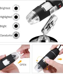 Jiusion Original 40-1000X USB Microscope with Portable Carrying Case, Digital Magnification Endoscope Camera 8 LEDs Metal Base for Micro USB USB-C Android, Windows Mac Linux Chrome 32 71DpAopNIwL