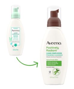 Aveeno Clear Complexion Foaming Oil-Free Facial Cleanser with Soy Extract & 0.5% Salicylic Acid, Acne Treatment Face Wash for Acne-Prone Skin, Sulfate-Free & Hypoallergenic, 6 fl. oz 6 Fl Oz (Pack of 3) 16 71DqEUiC 5L