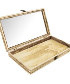 MOOCA Jewelry Display Case with Tempered Glass Lid and Metal Clasp, Home Organization Storage Box, 15 W x 8 1/2 D x 2 H in, Oak Color 13 71DqXK7uPL