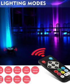 36LEDs Stage Par Lights 4 Pack - RGB LED Par Lights Sound Activated Auto Play by Remote & DMX Control Uplights for Wedding Birthday Church Music Light Show DJ Dance Party Events Stage Lighting 36LEDs Par Lights 4 Pack 15 71Ds HktmUL