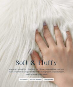Alternative view of Phantoscope Faux Fur Pillow Cover Decorative Fluffy Throw Pillow Soft Fuzzy Pillow Case Cushion Cover for Bedroom/Couch, Off-White 18 x 18 Inches 18" x 18"