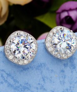 EVER FAITH 925 Sterling Silver Cubic Zirconia Elegant Cushion Cut Halo Stud Earrings 9 71Dtf10X 6L