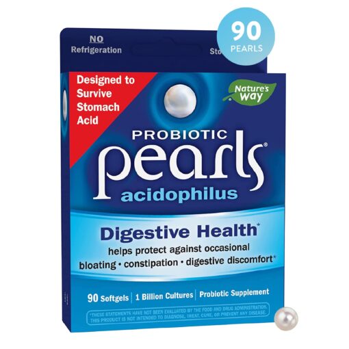 Nature's Way Probiotic Pearls Acidophilus, Digestive and Immune Health Support for Women and Men*, Protects Against Occasional Constipation and Bloating*, 90 Softgels 90 Count (Pack of 1)