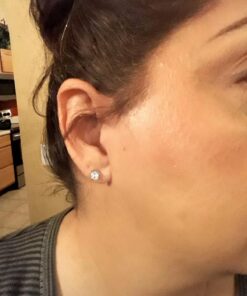 Amazon Essentials Plated Sterling Silver Cubic Zirconia Stud Earrings (Round & Princess) White/Platinum 5 mm Round Cut 32 71DvqRBaRxL 2