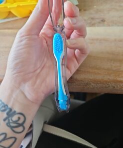 GUM Folding Travel Toothbrush - Compact Head + Tongue Cleaner - Soft Bristled Travel Toothbrushes for Adults 1ct (6pk) 6 Brushes 29 71DxEnwd5sL