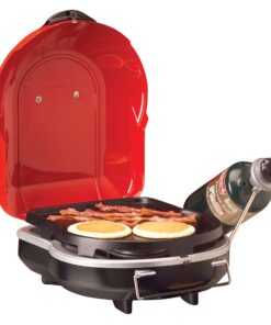 Alternative view of Coleman Fold N Go Propane Grill, Portable & Lightweight Grill with Push-Button Starter, Adjustable Burner, Built-In Handle, & 6,000 BTUs of Power for Camping, Tailgating, Grilling Red
