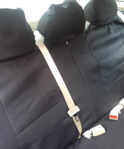 OxGord Car Seat Cover - Poly Cloth Solid Black with Front Low Bucket and 50-50 or 60-40 Rear Split Bench - Universal Fit for Cars, Truck, SUV, Van 30 71DyNJyXDPL