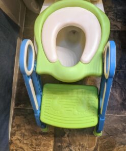 Potty Training Toilet Seat with Step Stool Ladder for Boys and Girls Baby Toddler Kid Children Toilet Training Seat Chair with Handles Padded Seat Non-Slip Wide Step (Blue Green) Blue+Green 47 71E Sf8MbmL