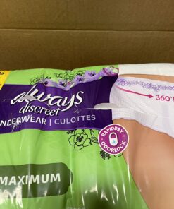 Always Discreet Adult Incontinence & Postpartum Incontinence Underwear for Women, Small/Medium, Maximum Protection, 32 Count (Packaging may vary) S/M 32.0 28 71E0fO6U7TL