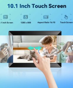 Frameo 10.1" WiFi Digital Picture Frame, Smart Digital Photo Frame with 16GB Storage, 1280x800 IPS HD Touch Screen, Auto-Rotate, Easy Setup to Share Photos or Videos Remotely via App from Anywhere HD 10.1 inch 33 71E1nkvt1YL