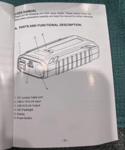 ASPERX Jump Starter, 1500A Peak Battery Jump Starter for Up to 7.0L Gas or 5.5L Diesel Engine, 12V Portable Battery Starter with 1.4 INCH LCD Display Black-C 85 71E3A9Okz L