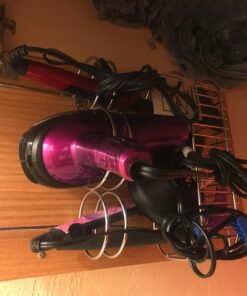 mDesign Steel Over Cabinet Door Hair Care, Hot Styling Tool Organizer Storage Basket for Hair Dryer, Flat Irons, Curling Wands, Straighteners, Space Saving, 3 Sections -Concerto Collection - Chrome 53 71E3DSLcSyL