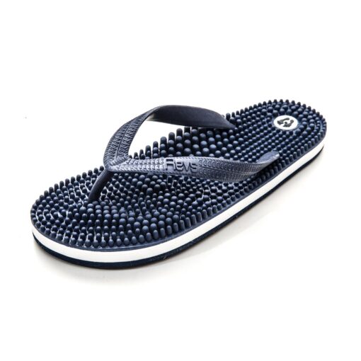 Revs - Lights - Men's and Women's Reflexology Massage Flip Flops 12 Women/11 Men Navy Blue