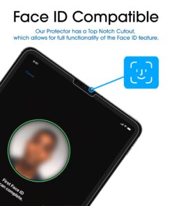 amFilm (2 Pack for iPad Pro 12.9 (2022, 2021, 2020, 2018) Glass Screen Protector for iPad Pro 12.9 inch, Tempered Glass, Ultra Sensitive, Face ID and Apple Pencil Compatible 22 71E4IiIuc4S