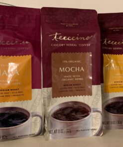 Teeccino Herbal Coffee Variety Pack - Hazelnut, Mocha and Java - Ground Herbal Coffee That’s Prebiotic, Caffeine-Free & Acid Free, Dark Roast, 11 Ounce (Pack of 3) 22 71E4p6VXbgL