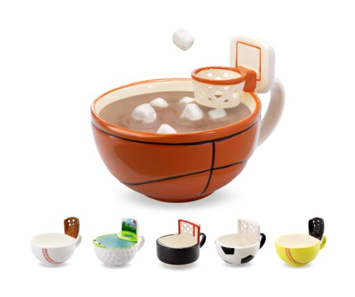 MAX'IS Creations The Mug with a Hoop Novelty Coffee Hot Cocoa Mug Cereal Bowl Basketball Mini Hoop Accessories Funny Christmas White Elephant Gift for Kids Boys 8-12 12-16 Coach Girls