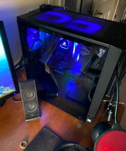 Fractal Design Meshify C - Compact Computer Case - High Performance Airflow/Cooling - 2X Fans Included - PSU Shroud - Modular Interior - Water-Cooling Ready - USB3.0 - Tempered Glass - Blackout Black Dark TG 55 71E5QJFyL