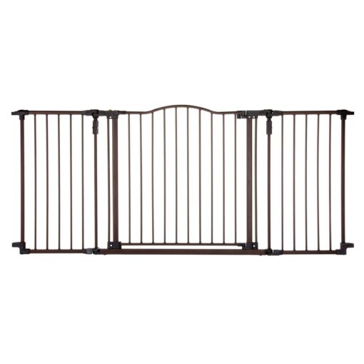 Toddleroo by North States 72” wide Deluxe Décor Baby Gate: Sturdy safety gate with one hand operation. Extra wide baby gate. Hardware Mount. Fits 38.3 - 72” Wide. (30" Tall, Matte Bronze) 72" Wide Gate