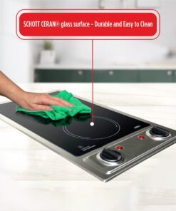 Summit CR2B120 12-inch Wide 115V 2-Burner Radiant Electric Cooktop, Jet Black Glass Easy to Clean, Two Burner Total 2400W, Push-to-Turn Knob Control, Indicator Light, Hot Warning, Easy Plug-In 14 71E5vxu 8L